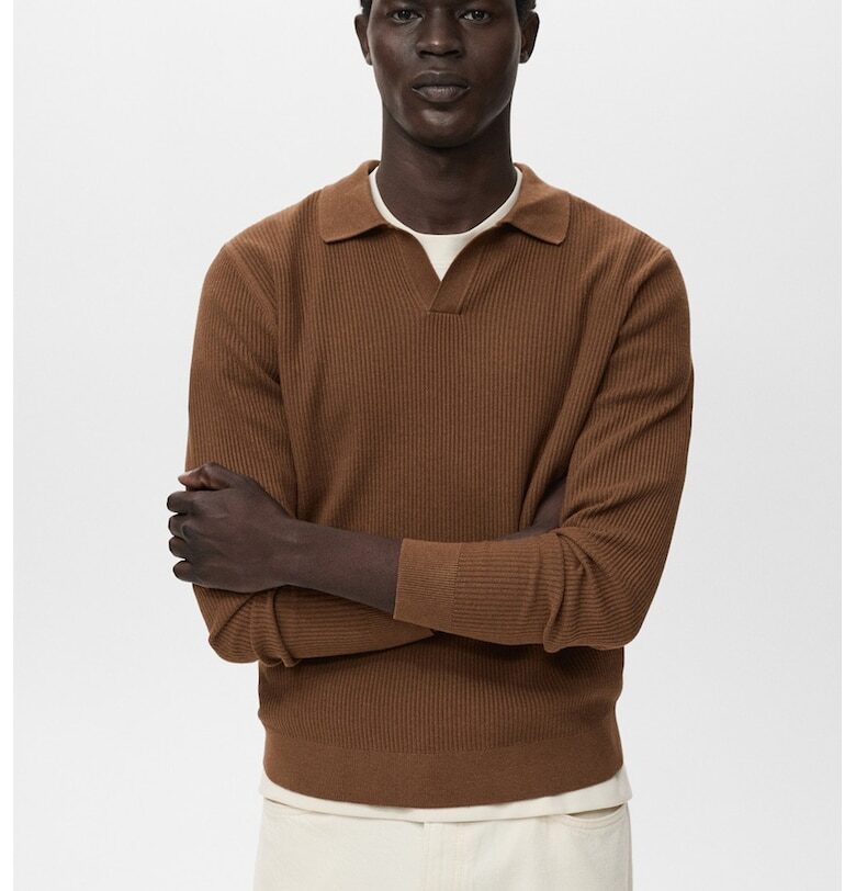 Рипсен пуловер с памук Mango