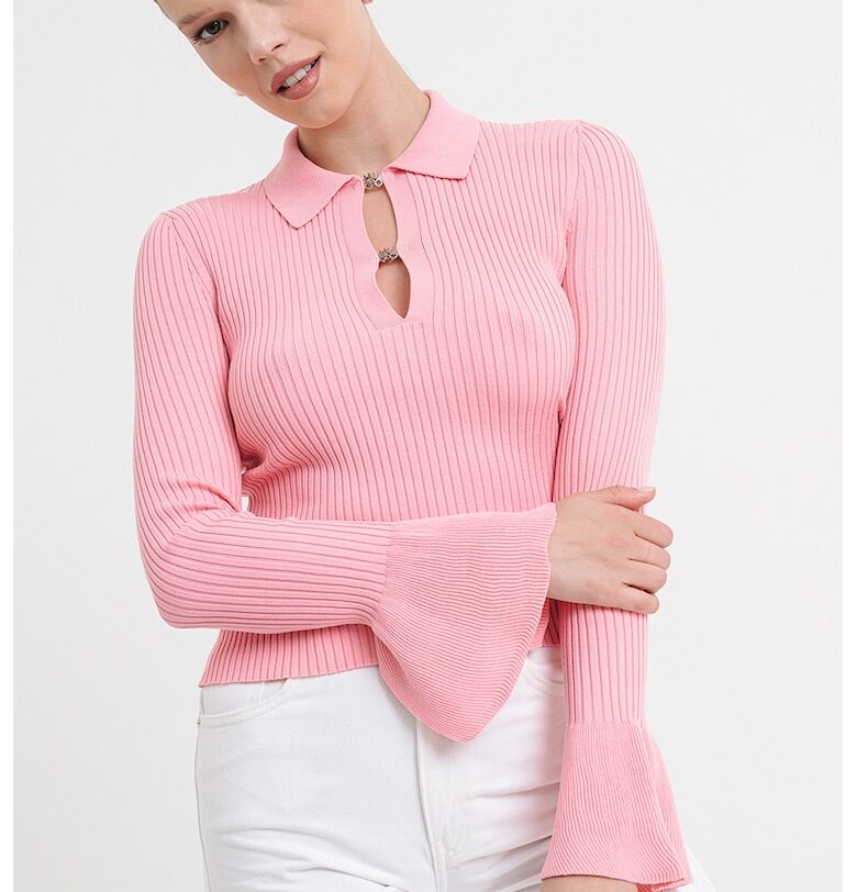 Рипсен пуловер с разкроени ръкави HUGO