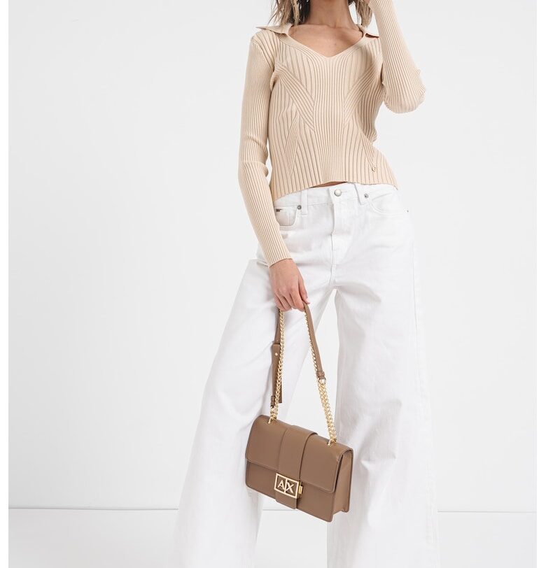 Рипсен пуловер с яка GUESS