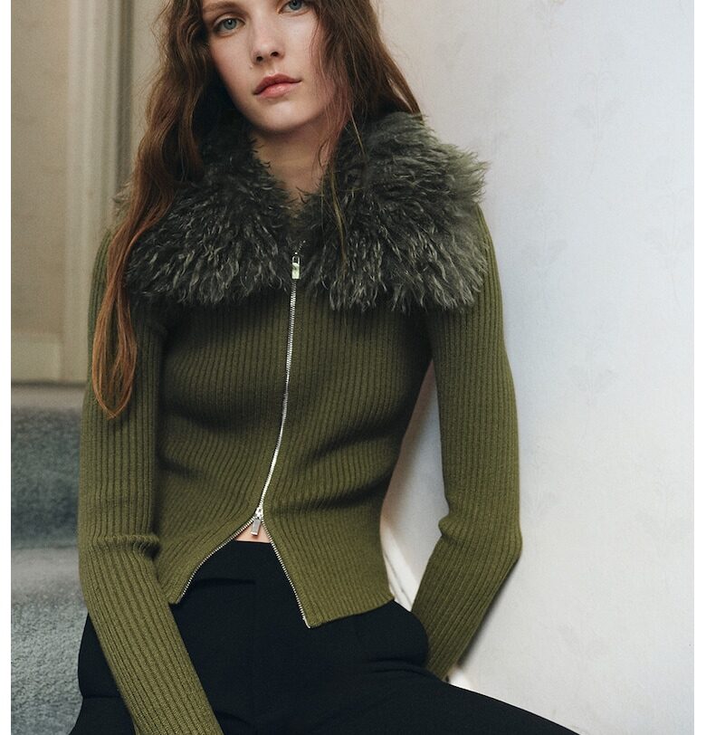 Рипсена жилетка с еко пух Mango