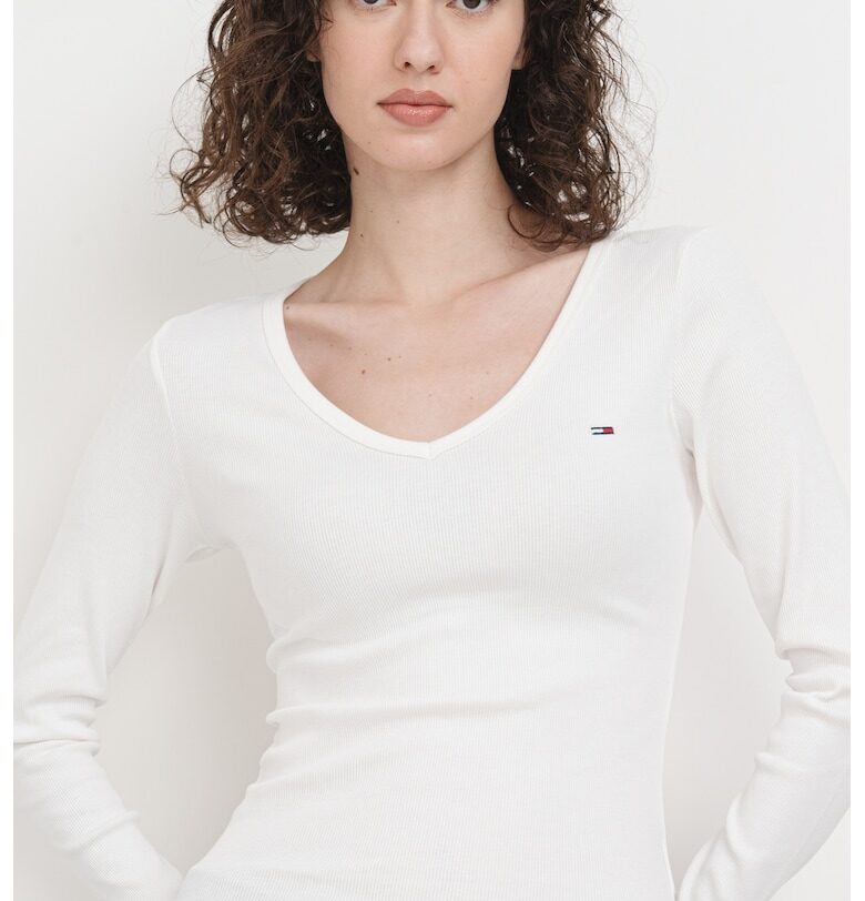 Рипсена слим блуза с шпиц Tommy Jeans