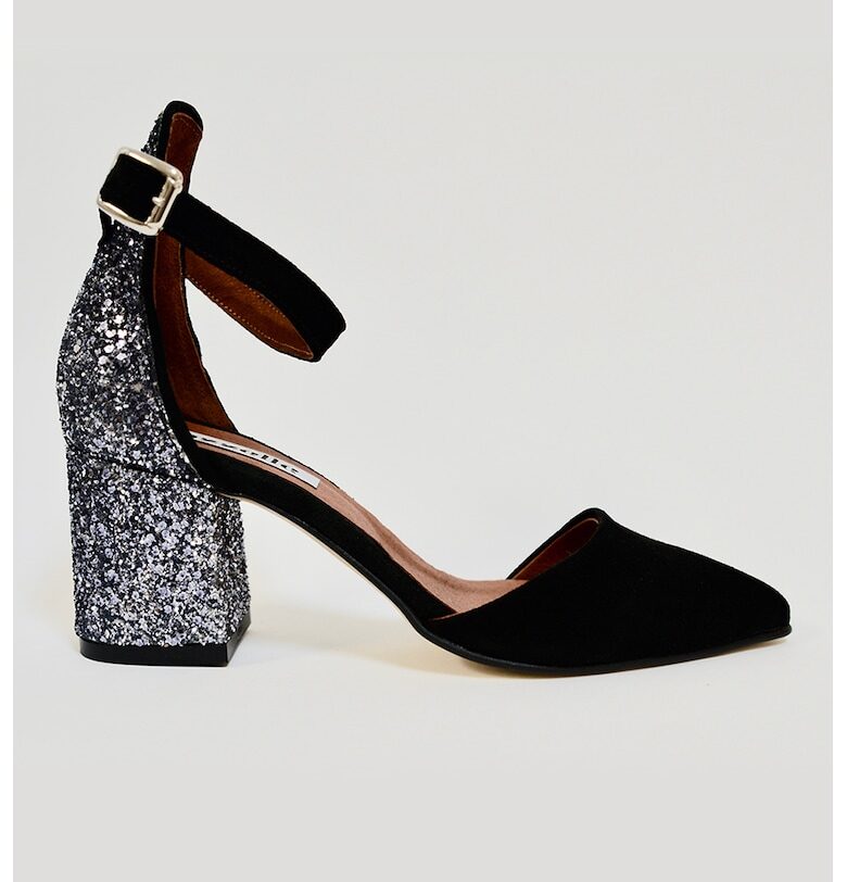 Сандали от велур и еко кожа с бляскав ток gazzelle