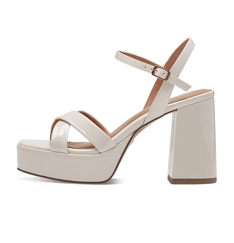 Сандали от еко кожа с лачен ефект и масивен ток Tamaris