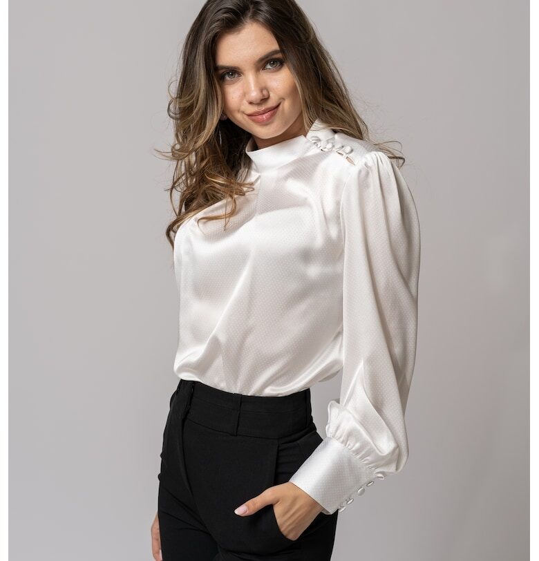 Сатинирана блуза Tiffany с ниска яка Hermosa