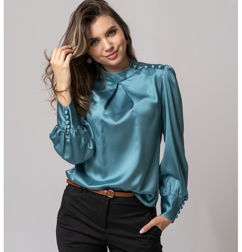 Сатинирана блуза Tiffany с ниска яка Hermosa