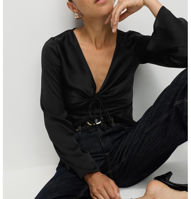 Сатинирана блуза с набирания Marks  Spencer