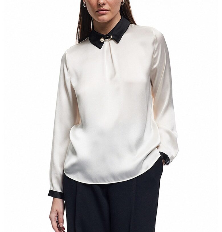 Сатинирана свободна риза с остра яка KOTON
