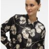 Сатинирана флорална риза с овален подгъв Vero Moda