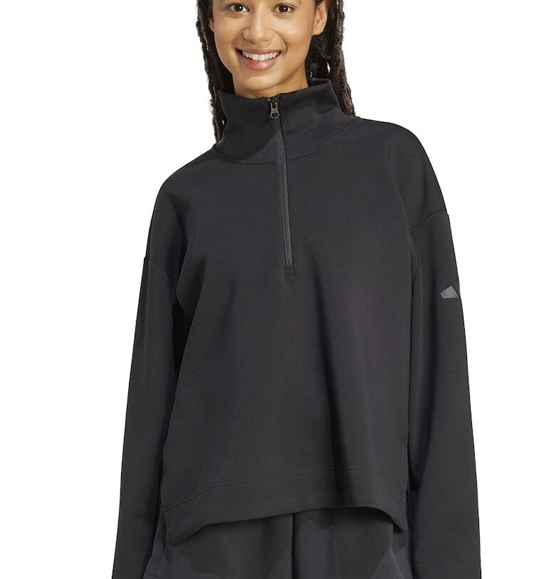 Свободен суитшърт с модал с къс цип adidas Sportswear