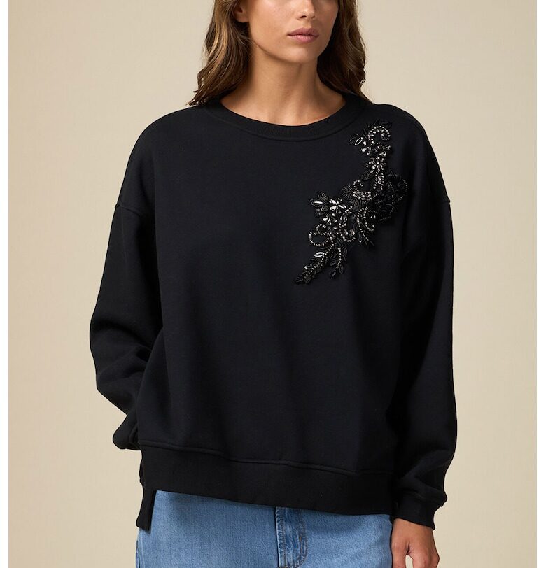 Свободен суитшърт с флорален детайл Oltre