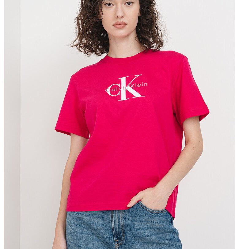 Свободна памучна тениска с лого CALVIN KLEIN JEANS