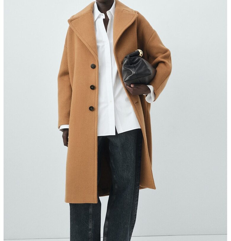 Свободно палто с вълна Mango