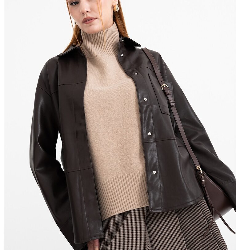Свободно яке от еко кожа Gina Tricot