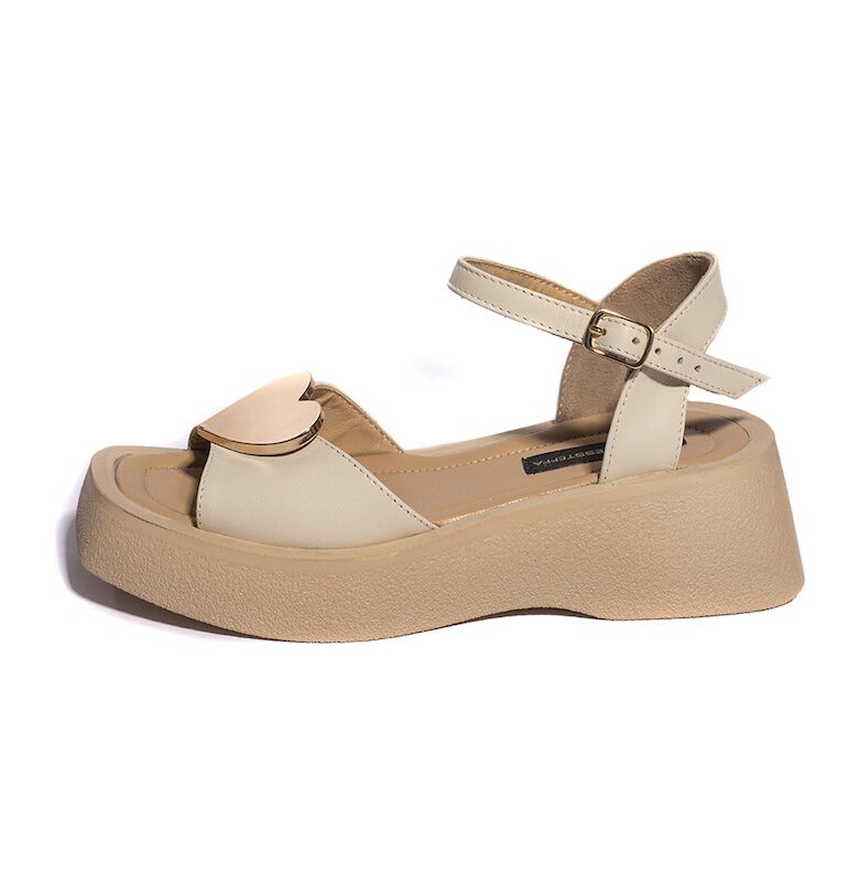 Скосени кожени сандали Tania - Златист - Бежов - ESSTEFFA