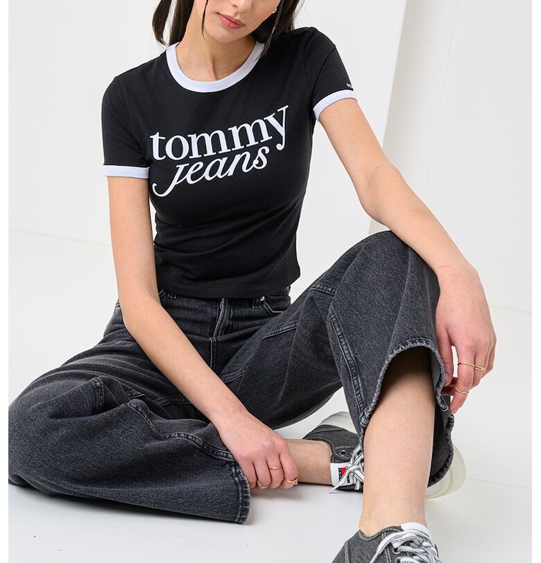 Слим къса тениска с лого Tommy Jeans