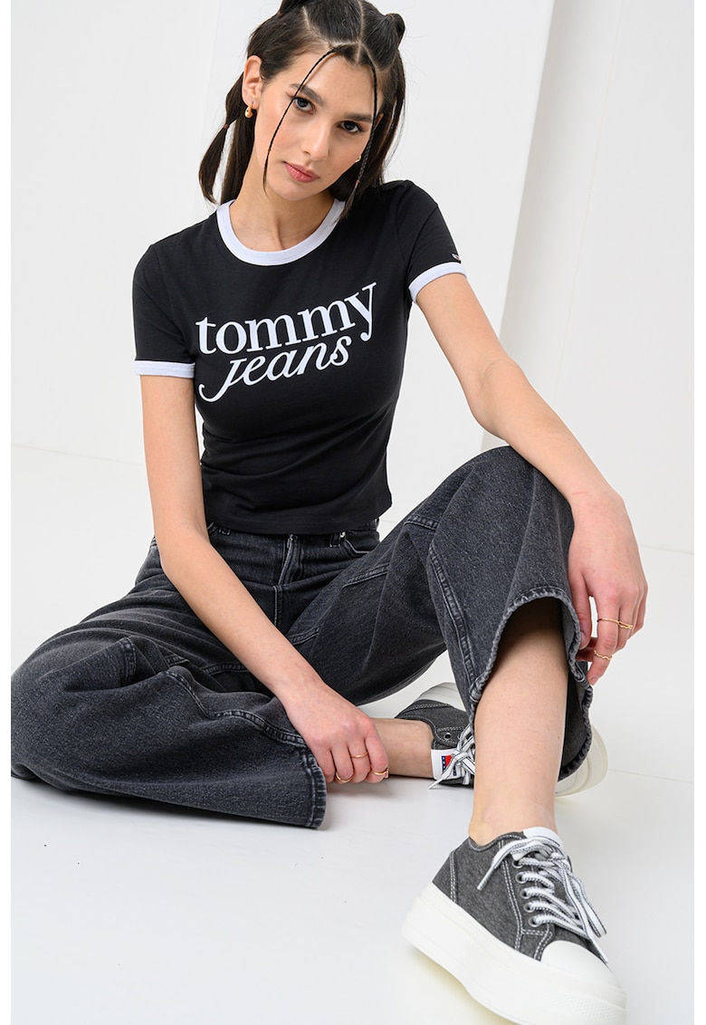 Слим къса тениска с лого Tommy Jeans