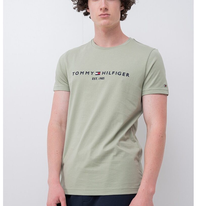 Слим памучна тениска с бродерии Tommy Hilfiger