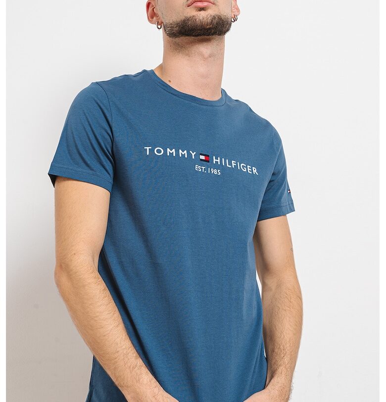 Слим памучна тениска с бродерии Tommy Hilfiger