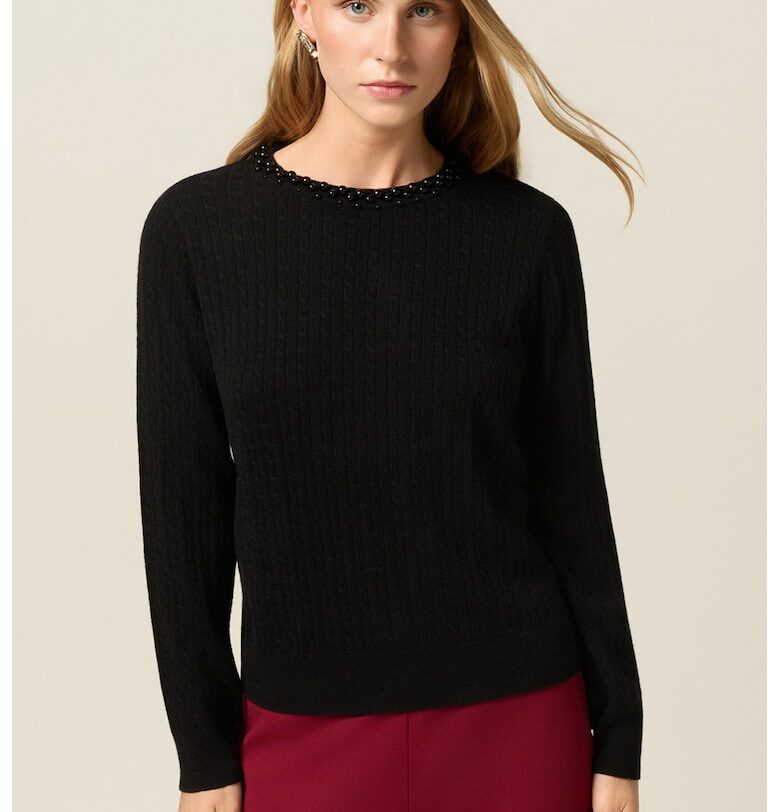 Слим пуловер с овално деколте Oltre