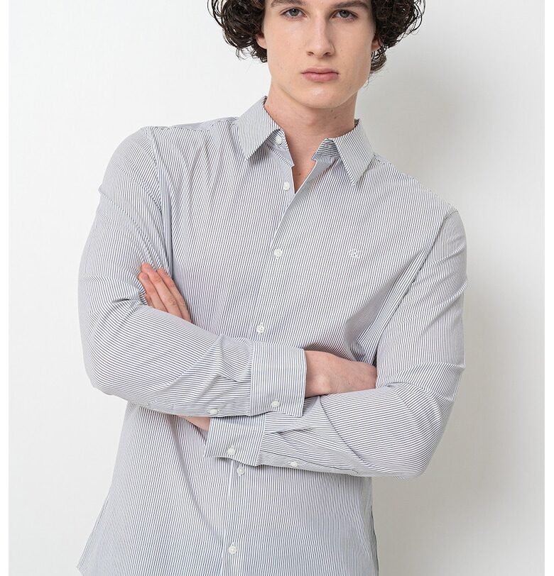 Слим риза с райе и лого CALVIN KLEIN