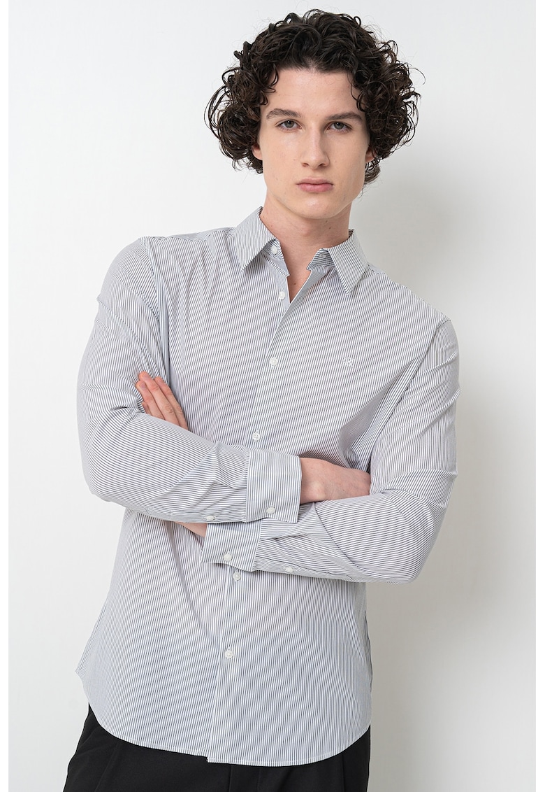 Слим риза с райе и лого CALVIN KLEIN