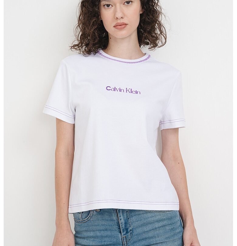 Слим тениска с бродерии CALVIN KLEIN JEANS