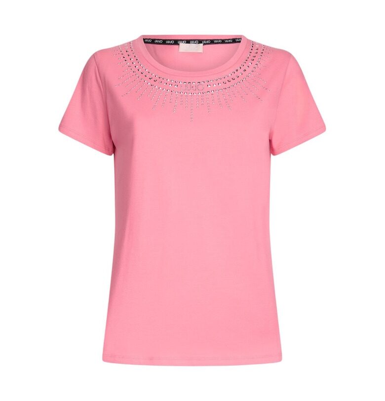 Слим тениска с декоративни камъни Liu Jo