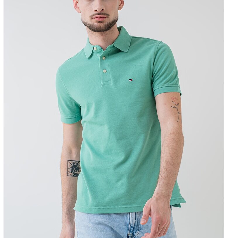 Слим тениска с органичен памук с яка Tommy Hilfiger