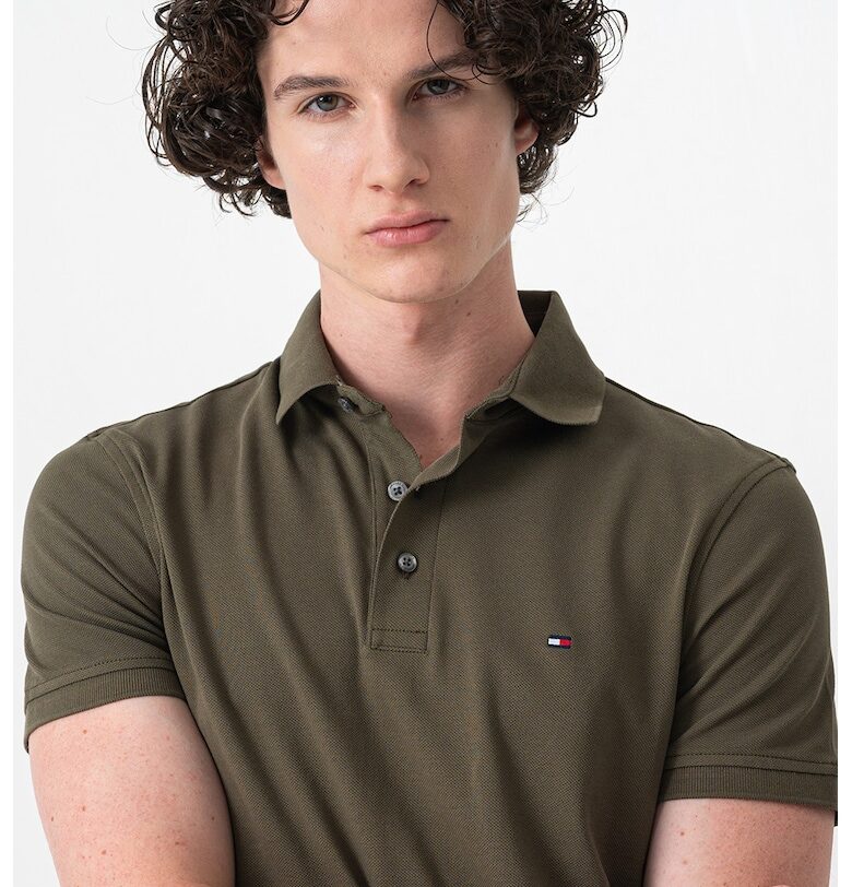 Слим тениска с органичен памук с яка Tommy Hilfiger