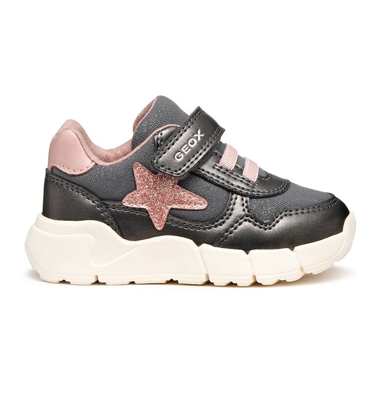 Спортни обувки от еко кожа и текстил с брокат Geox