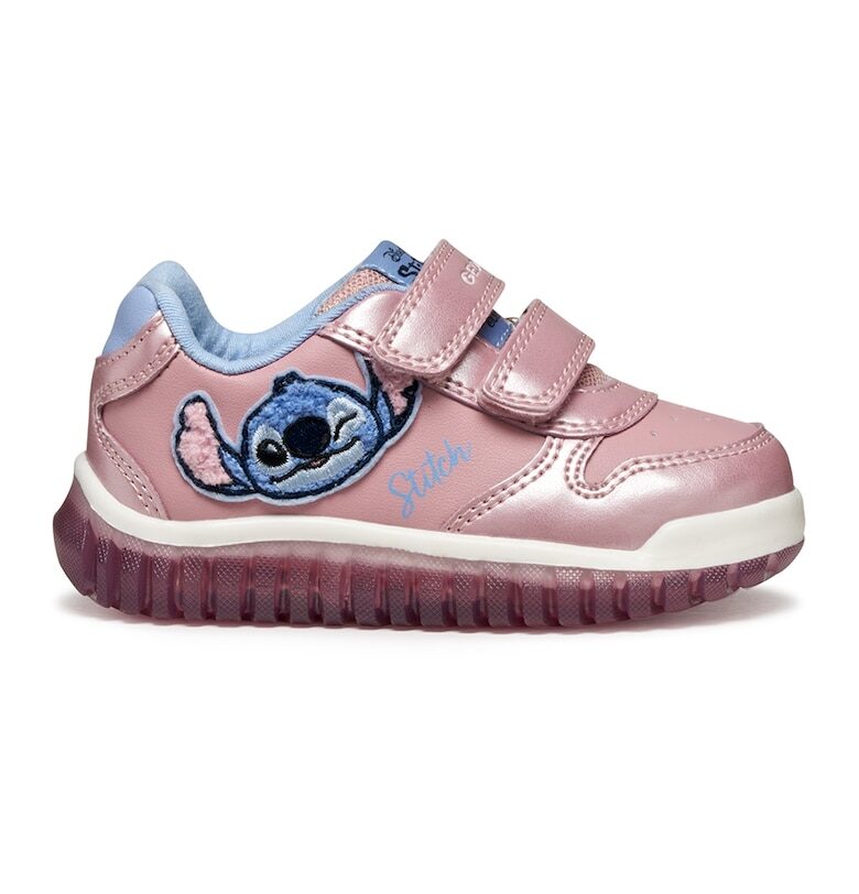 Спортни обувки от еко кожа с принт на Stitch и велкро Geox