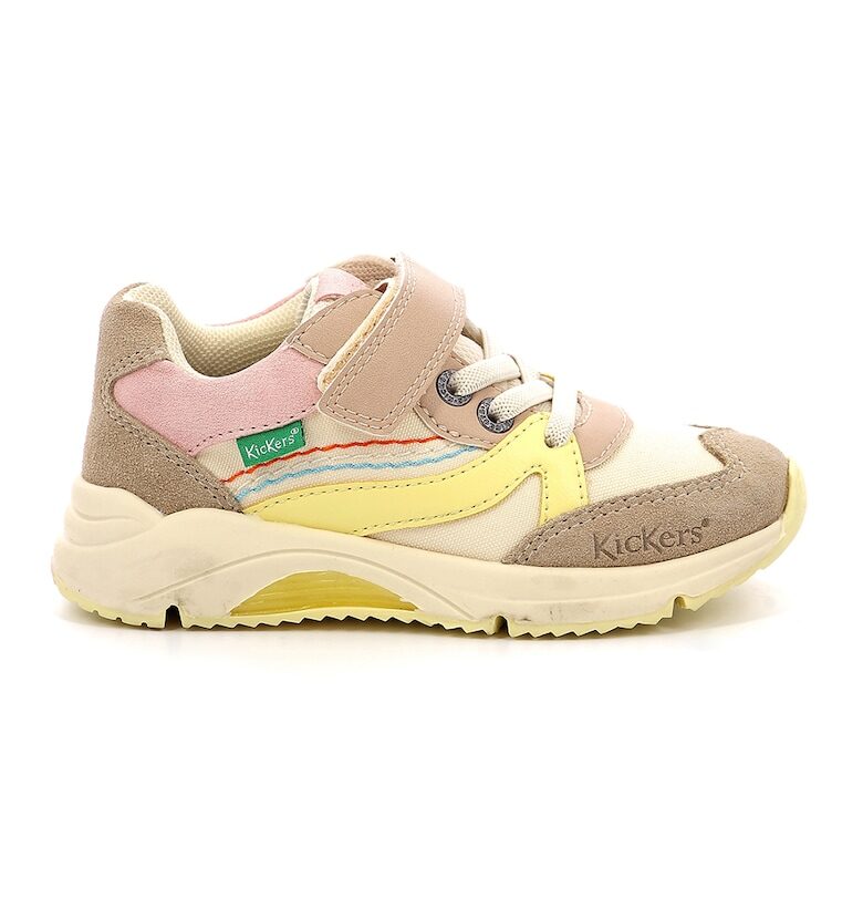 Спортни обувки с дизайн с цветен блок и велур Kickers kids