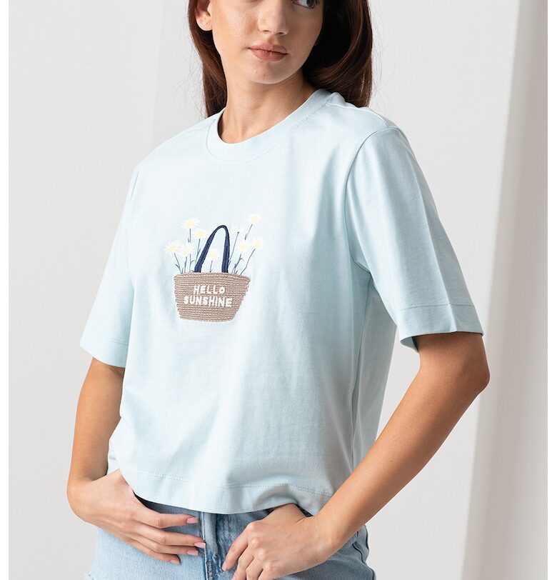 Стандартна тениска с овално деколте Only