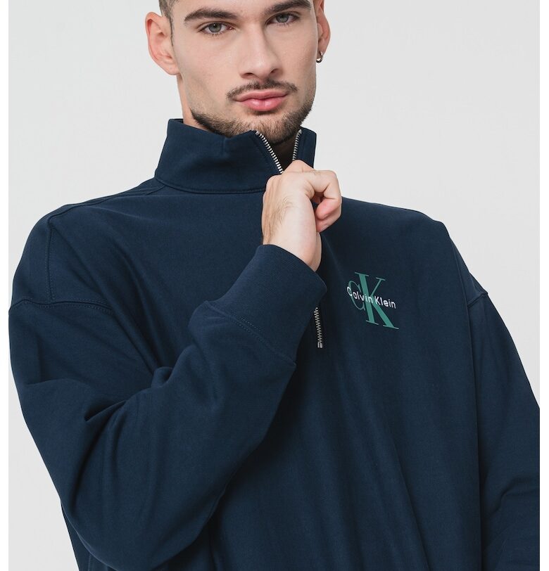 Суитшърт с къс цип и лого CALVIN KLEIN JEANS