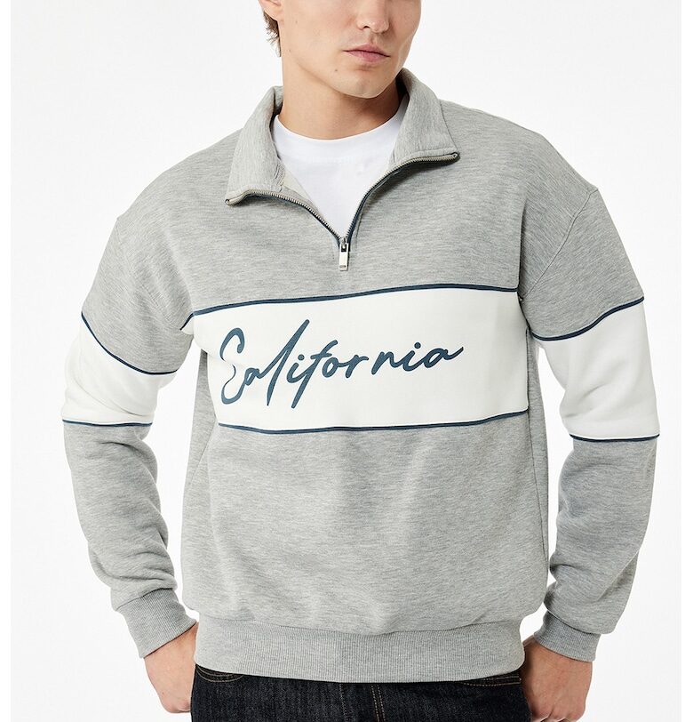 Суитшърт с надписи - яка и цип KOTON