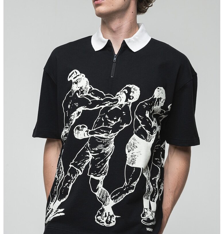 Тениска Duboxie с яка и принт HUGO