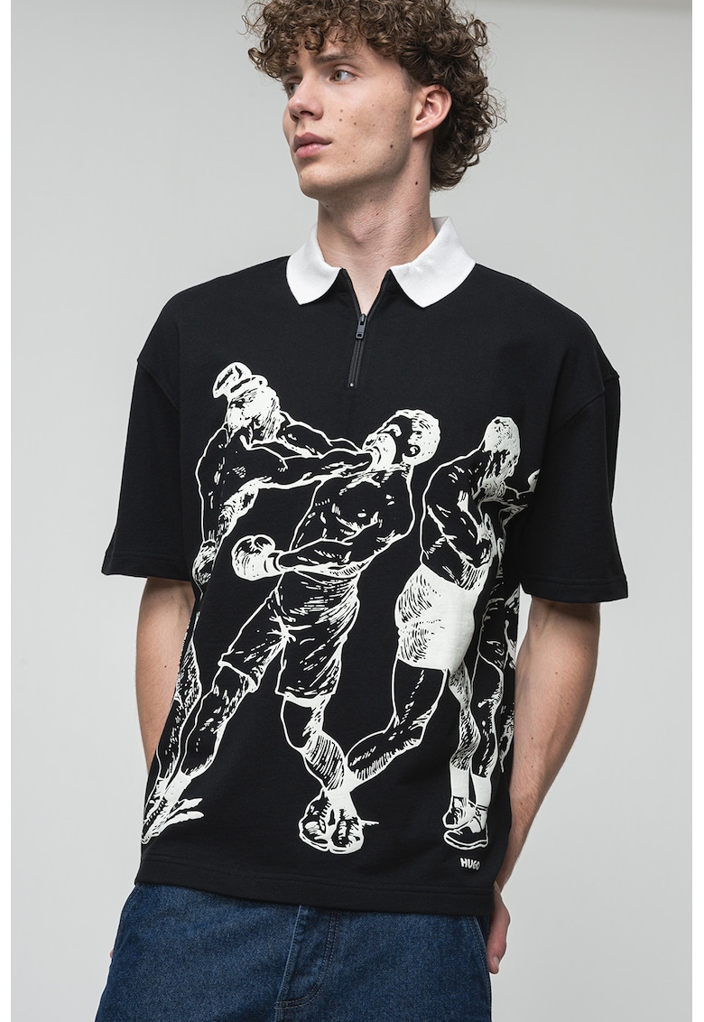 Тениска Duboxie с яка и принт HUGO