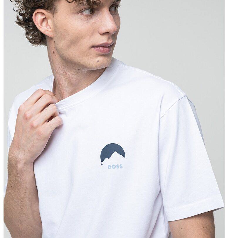 Тениска от памук с графика на гърба BOSS