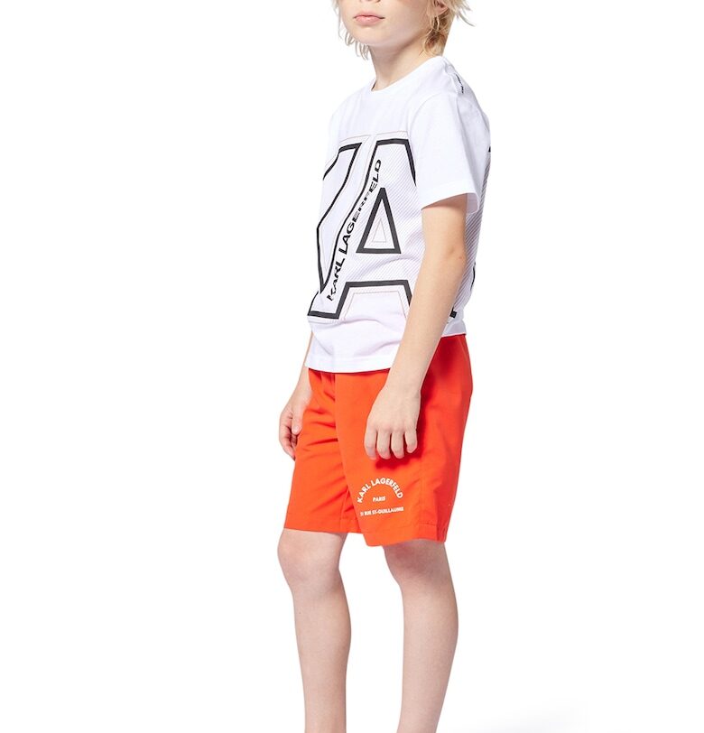 Тениска от памук с уголемено лого KARL LAGERFELD KIDS