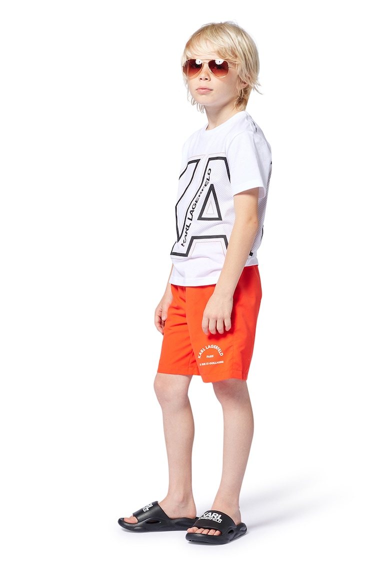 Тениска от памук с уголемено лого KARL LAGERFELD KIDS