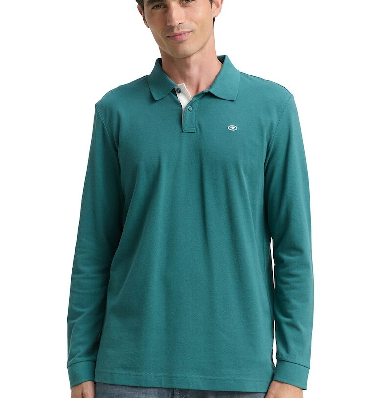 Тениска от памучно пике с яка Tom Tailor