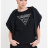 Тениска с декоративни камъни и лого GUESS