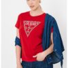 Тениска с декоративни камъни и лого GUESS