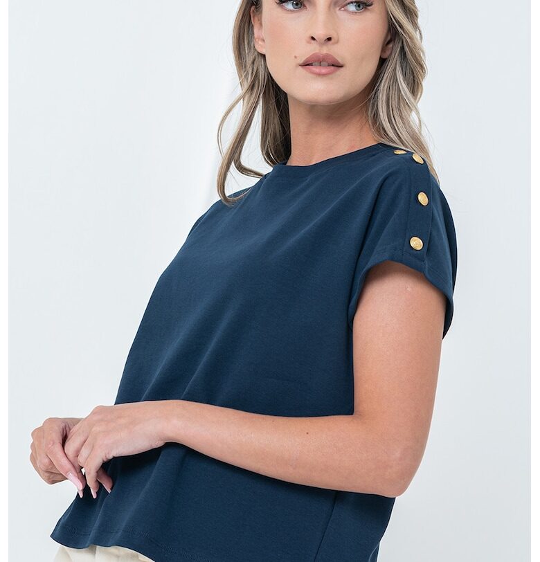 Тениска с декоративни копчета на ръкавите Tommy Hilfiger