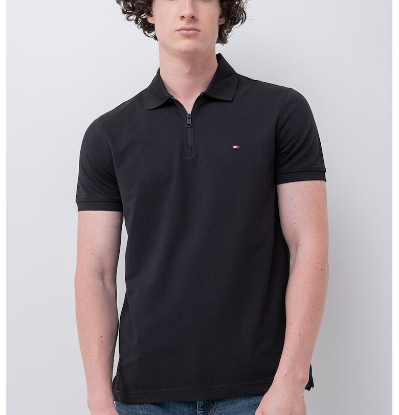 Тениска с къс цип и яка Tommy Hilfiger