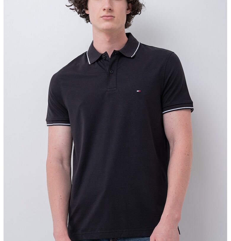 Тениска с лиосел и яка Tommy Hilfiger