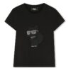 Тениска с лого и декоративни камъни KARL LAGERFELD KIDS
