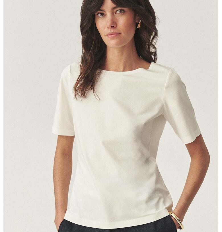 Тениска с овално деколте - Крем - Tatuum