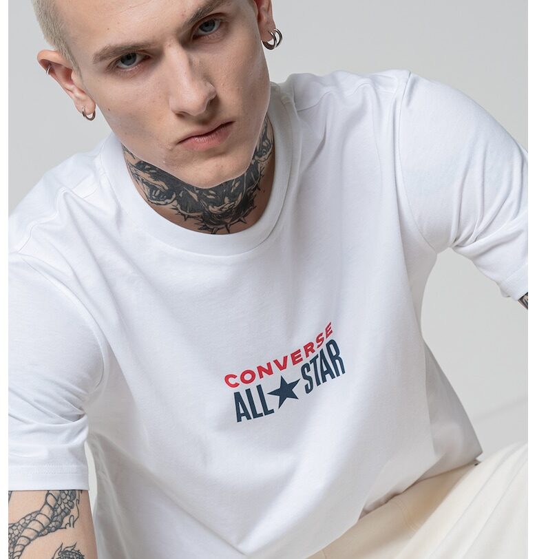 Тениска с овално деколте и лого Converse