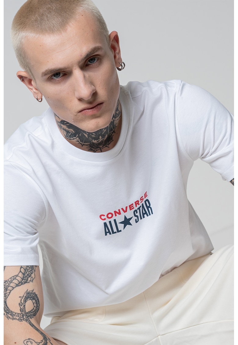 Тениска с овално деколте и лого Converse